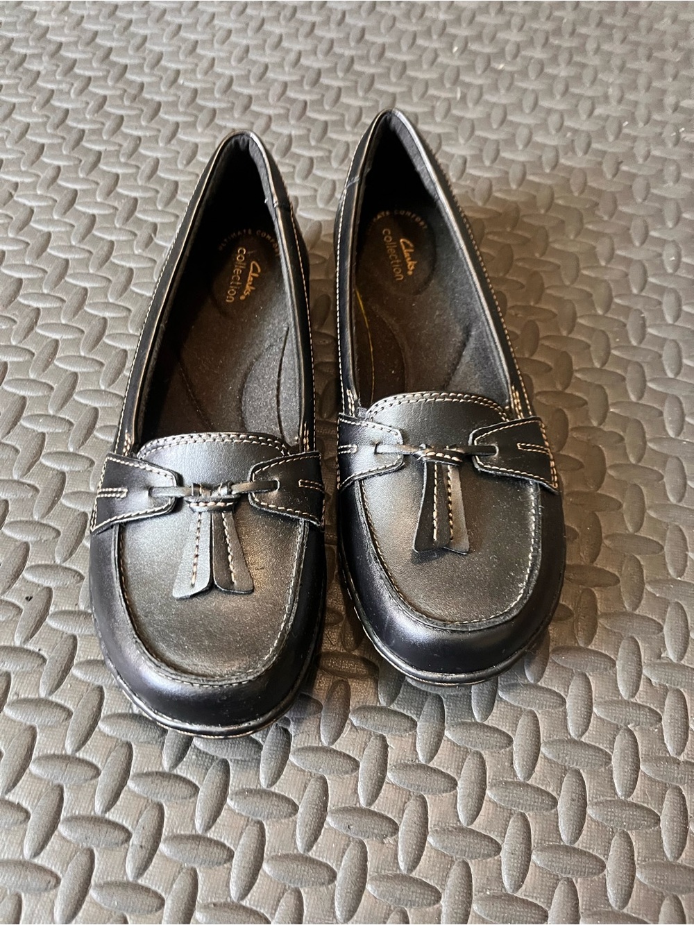 Clarks Black Tassel Penny Loafers for Women